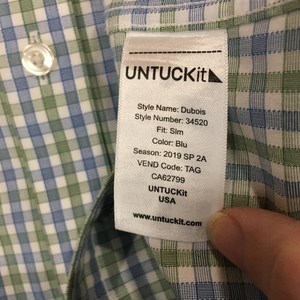 UNTUCKit Dress Shirt Dubois Plaid Slim Fit Wrinkle Free Long Sleeve Green Medium - Picture 8 of 12